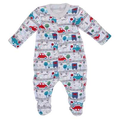 Дитячий комбінезон для хлопчика р.50-62 см, інтерлок, сірий з принтом