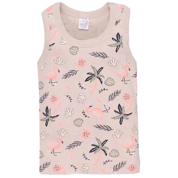 Дитяча майка для дівчинки, р.86-122 см, рібана, бежева з принтом фото Татошка