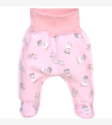 Ползунки на резинке для девочки, 50-74см, футер, розовые с принтом фото на tatoshka.ua