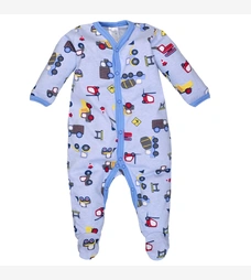 Дитячий комбінезон для хлопчика р.62-74 см, кулір, блакитний з принтом фото на tatoshka.ua