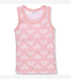 Дитяча майка для дівчинки, р.74-134 см, рібана, рожева з принтом фото на tatoshka.ua