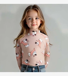 Дитячий гольф для дівчинки, р.92-116 см, рібана, бежевий з принтом фото на tatoshka.ua