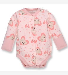 Боді для дівчинки, 56см, Футер 100% бавовна, рожева с принтом фото на tatoshka.ua