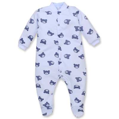 Дитячий комбінезон уні, р.62-74 см, футер з начісом, блакитний з принтом
