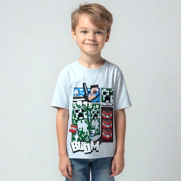 Футболка для хлопчика, р.104-146 см, кулір, блакитна з принтом фото Татошка