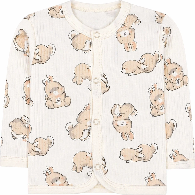 Дитяча кофточка для дівчинки, р.68-86 см, інтерлок рапорт, молочний з принтом фото Татошка