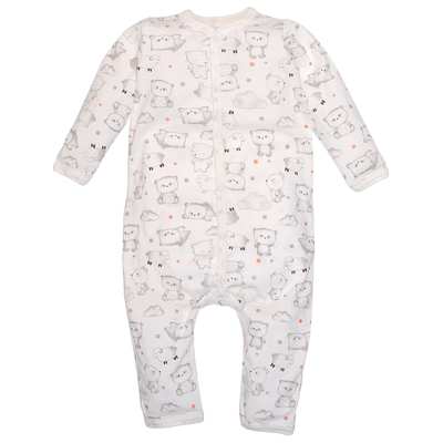 Дитячий комбінезон уні, р.80-86 см, кулір, молочний з принтом