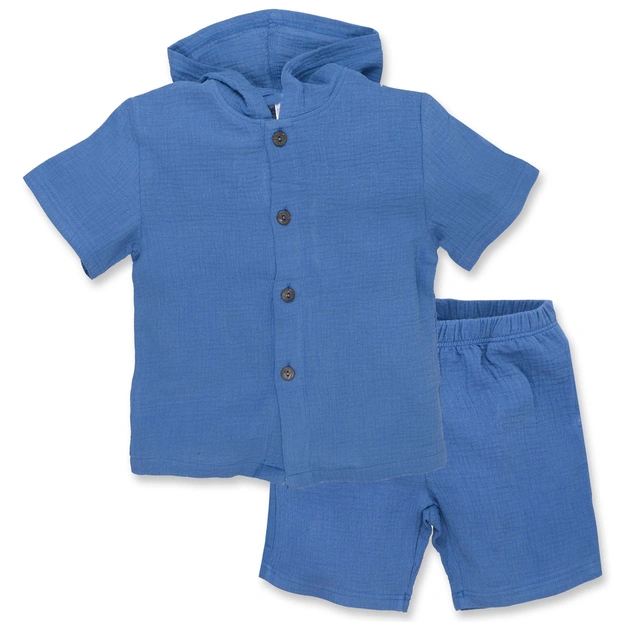 Комплект дитячий уні, р.116-134 см, муслін, синій фото Татошка