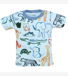 Футболка для хлопчика, р.86-116 см, рібана, блакитна з принтом фото на tatoshka.ua