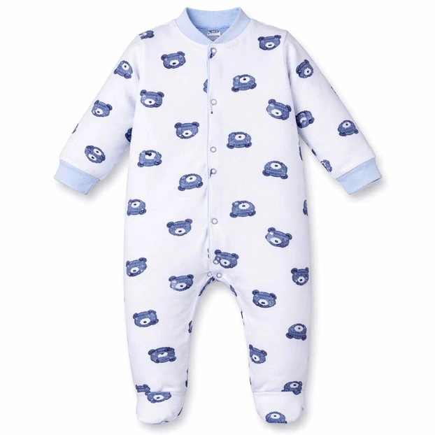 Детский комбинезон уни, р.62-74 см, футер с начесом, голубой с принтом фото Татошка