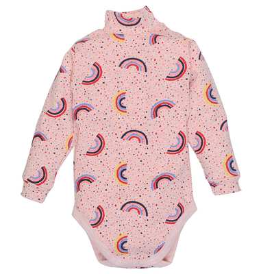 Дитяче боді-гольф з довгим рукавом для дівчинки, р. 74-104см, інтерлок з начісом, рожеве