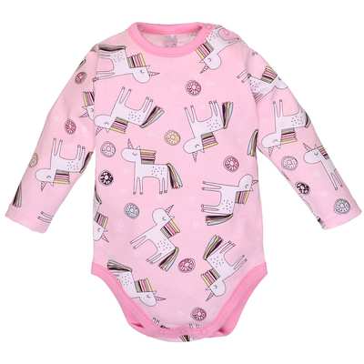 Боді для дівчинки, 80-98 см, інтерлок 100% бавовна, рожева з принтом