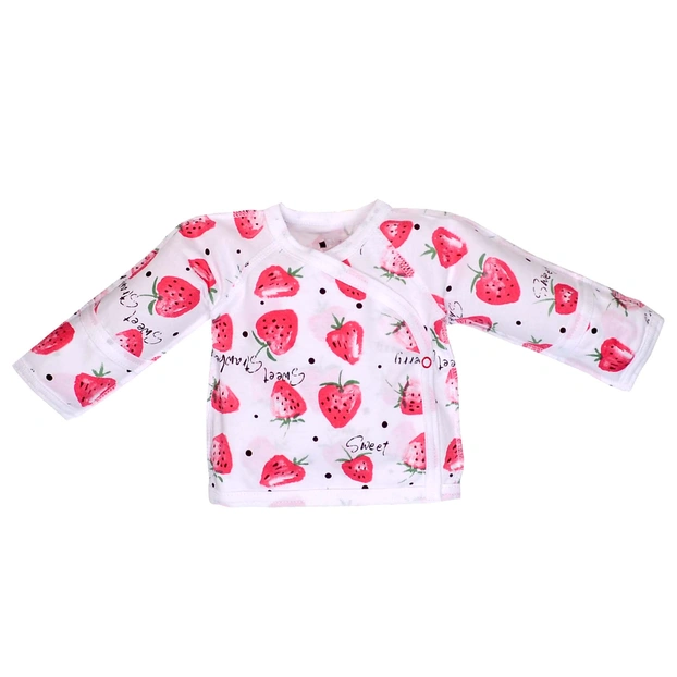 Распашонка для девочки, 56-62 см, кулир 100% хлопок, белый с принтом фото Татошка