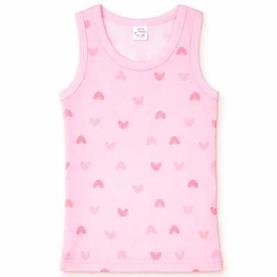 Дитяча майка для дівчинки, р.80-152 см, рібана, рожевий з принтом