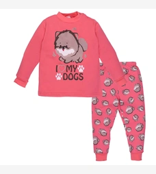 Дитяча піжама для дівчинки, р.86-140 см, футер , рожева з принтом фото на tatoshka.ua