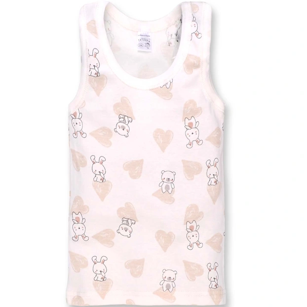 Дитяча майка для дівчинки, р.74-122 см, рібана, біла з принтом фото Татошка