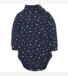 Дитяче боді-гольф з довгим рукавом, р.68-92 см, кашкорсе з начосом, синій з принтом фото на tatoshka.ua