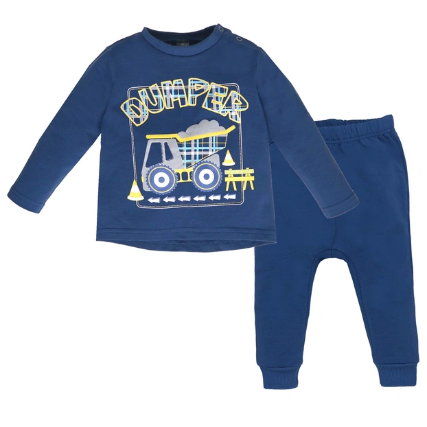 Костюм дитячий комлектом, р.80-98 см, петельний футер, синій з аплікацією фото Татошка
