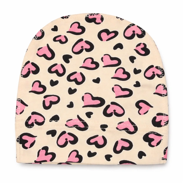 Детская шапочка, р.36-42 г, интерлок, бежевая с принтом фото Татошка