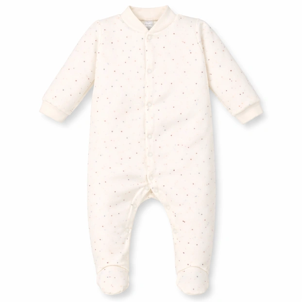 Детский комбинезон для девочки, р.62-74 см, футер с начесом, молочный с принтом фото Татошка