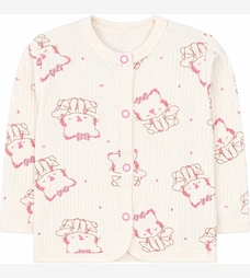 Дитяча кофточка для дівчинки, р.68-86 см, інтерлок рапорт, молочний з принтом фото на tatoshka.ua