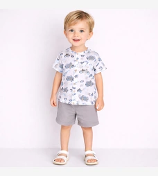 Комплект дитячий для хлопчика, р.104-110 см, муслін, білий з принтом фото на tatoshka.ua