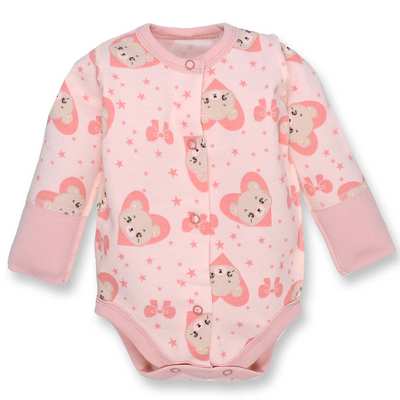 Боді для дівчинки, 56см, Футер 100% бавовна, рожева с принтом