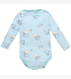 Боді уні, 80-98 см, інтерлок 100% бавовна, блакитна з принтом фото на tatoshka.ua