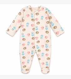 Детский комбинезон для девочки р.62-86 см, интерлок, бежевый с принтом. фото на tatoshka.ua