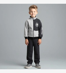 Комплект дитячий для хлопчика, р.128-146 см, футер тринитка, сірий меланж фото на tatoshka.ua