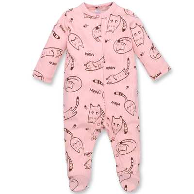 Дитячий комбінезон для дівчинки, р.62-74 см, інтерлок "рапорт", рожевий з принтом