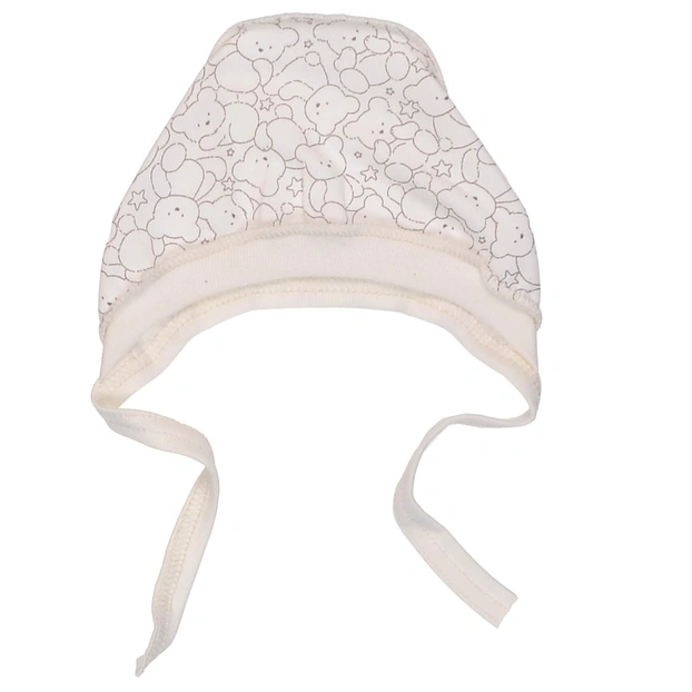 Дитячий чепчик уні, футер, молочний з принтом фото Татошка