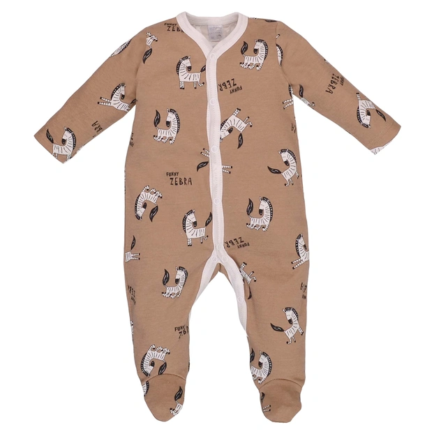 Дитячий комбінезон уні, р.62-74 см, інтерлок, коричневий з принтом фото Татошка