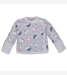 Распашонка для девочки, 50-62 см, футер 100% хлопок, серый с принтом фото на tatoshka.ua