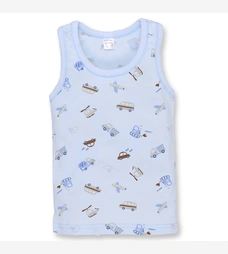 Дитяча майка для дівчинки, р.74-116 см, рібана, блакитна з принтом фото на tatoshka.ua