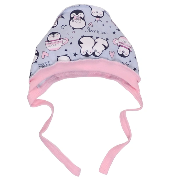 Дитячий чепчик для дівчинки, футер, блакитний з принтом фото Татошка