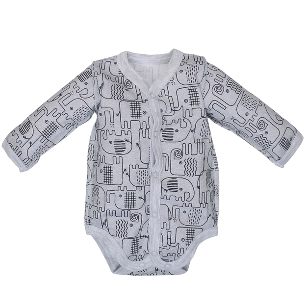 Боді уні, 56-80 см, інтерлок 100% бавовна, сіра з принтом фото Татошка