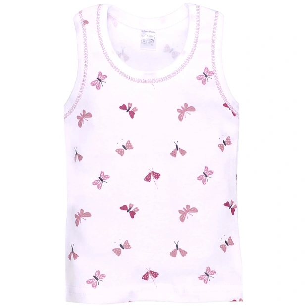 Дитяча майка для дівчинки, р.86-134 см, рібана, біла з принтом фото Татошка