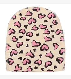 Дитяча шапочка для дівчинки, р.36-42 р, інтерлок, бежева з принтом фото на tatoshka.ua