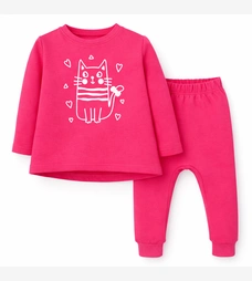 Костюм дитячий комлектом, р.80-98 см, петельний футер, рожевий з аплікацєю фото на tatoshka.ua