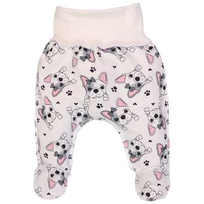 Повзунки на резинці для дівчинки, 50-68см, футер, молочні з принтом