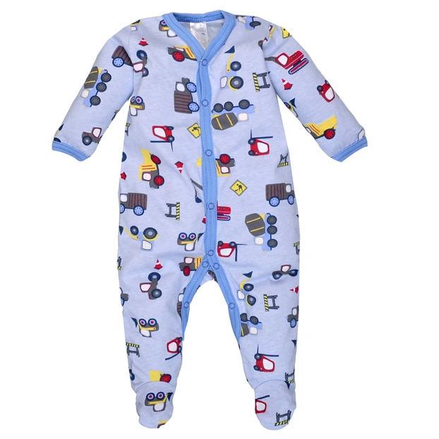 Дитячий комбінезон для хлопчика р.62-74 см, кулір, блакитний з принтом фото Татошка