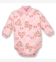 Боді для дівчинки, 62-68см, Футер 100% бавовна, рожева с принтом фото на tatoshka.ua