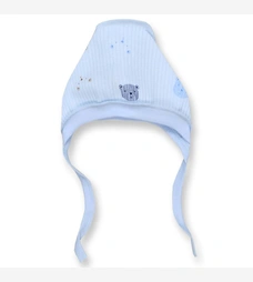 Дитячий чепчик уні р.50-56 см, інтерлок рапорт, блакитний з принтом фото на tatoshka.ua