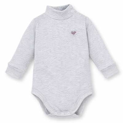 Дитяче боді-гольф з довгим рукавом для дівчинки, р.68-86 см, кашкорсе з начосом, сірий меланж