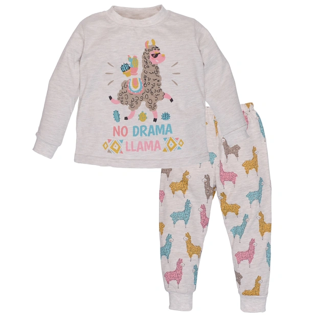 Дитяча піжама для дівчинки, р.86-164 см, щільний кулір , бежева з принтом фото Татошка