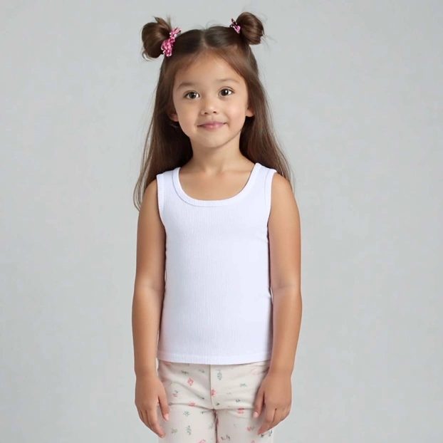 Дитяча майка для дівчинки, р.74-164 см, рубчик, біла фото Татошка