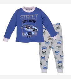 Дитяча піжама для хлопчика, р.86-128 см, інтерлок , блакитна з принтом фото на tatoshka.ua