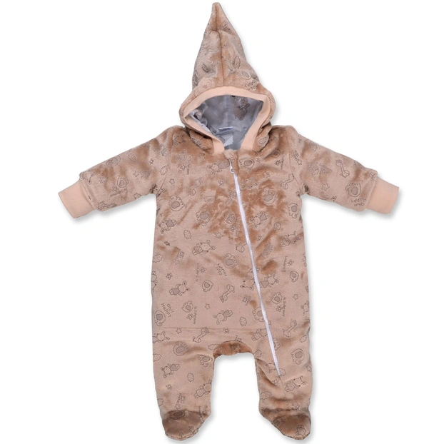 Дитячий комбінезон для дівчинки р.68-74 см, велсофт, бежевий фото Татошка