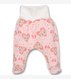 Повзунки на резинці для дівчинки, 56-62см, футер, рожеві з принтом фото на tatoshka.ua